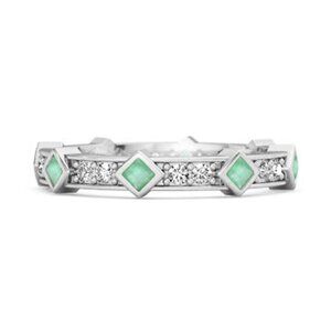 2 MM Princess Cut Natural Emerald 925 Sterling Silver Eternity Women Ring